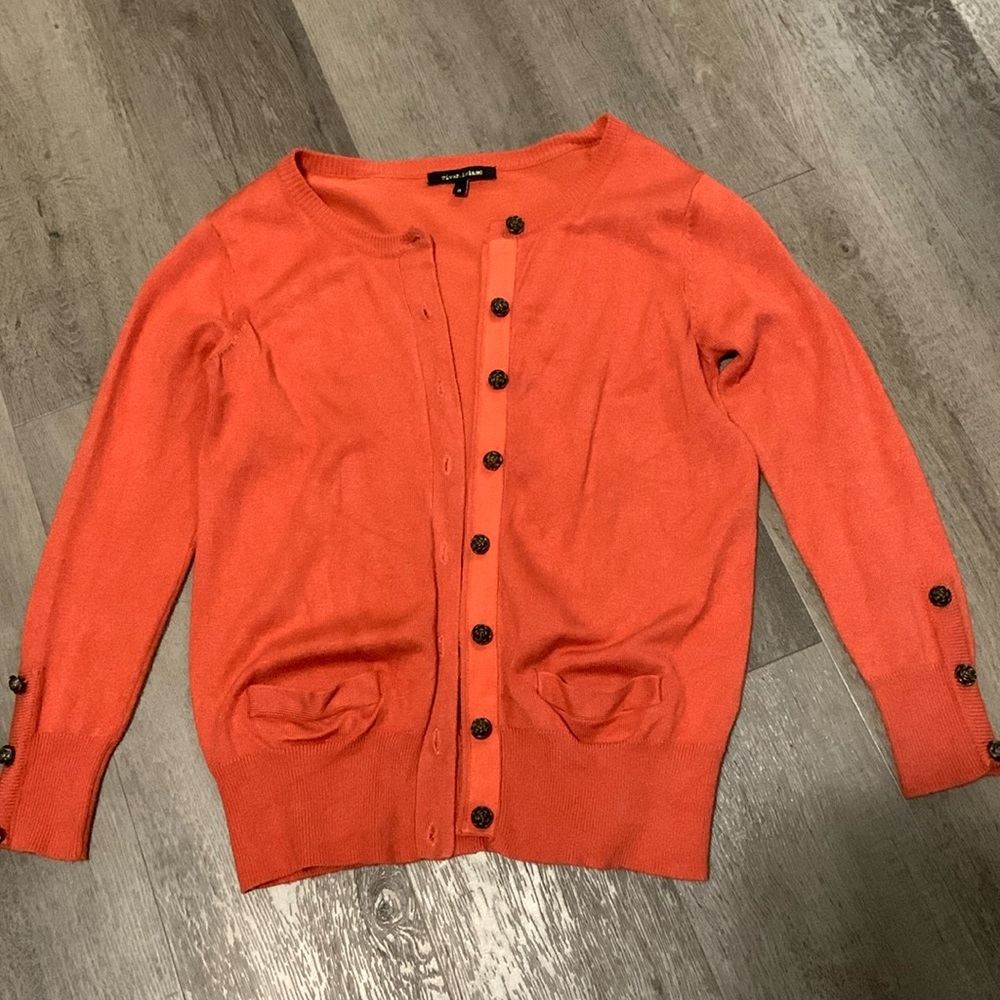 orange cardigan 3/4 sleeves with rose buttons River Island US 4